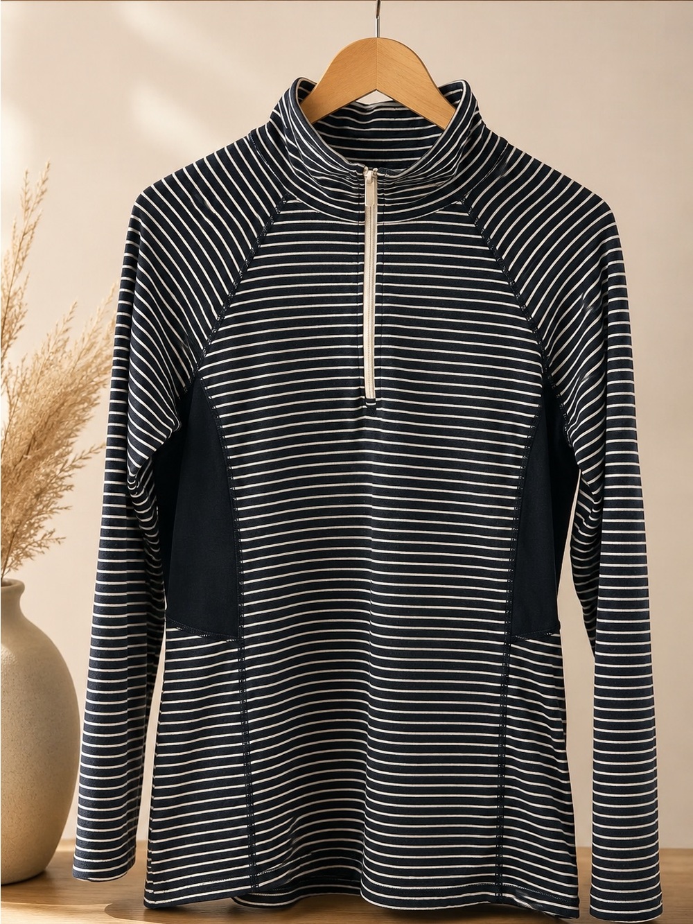 T by Talbots Striped UPF 50+ Quarter Zip Pullover MP